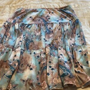 Elegant Floral A-Line Skirt in Blue and Cream